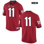 Men's Georgia Bulldogs NCAA #11 Keyon Brown Nike Stitched Red Authentic No Name College Football Jersey TVF6554EG